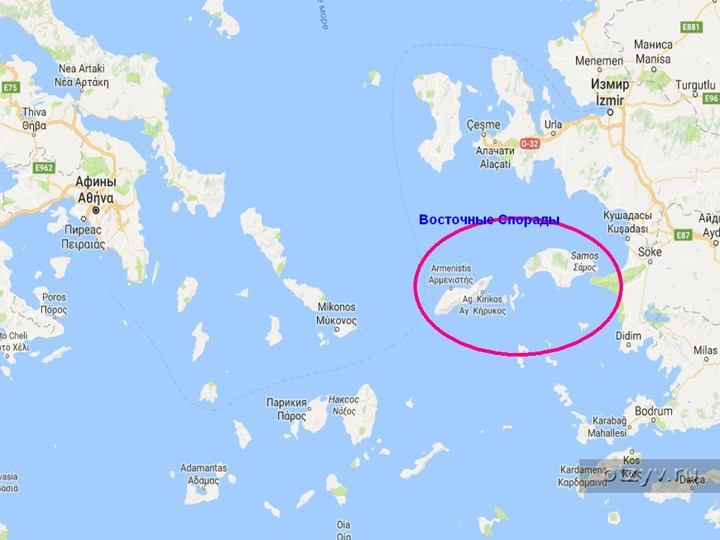 остров Самос на карте