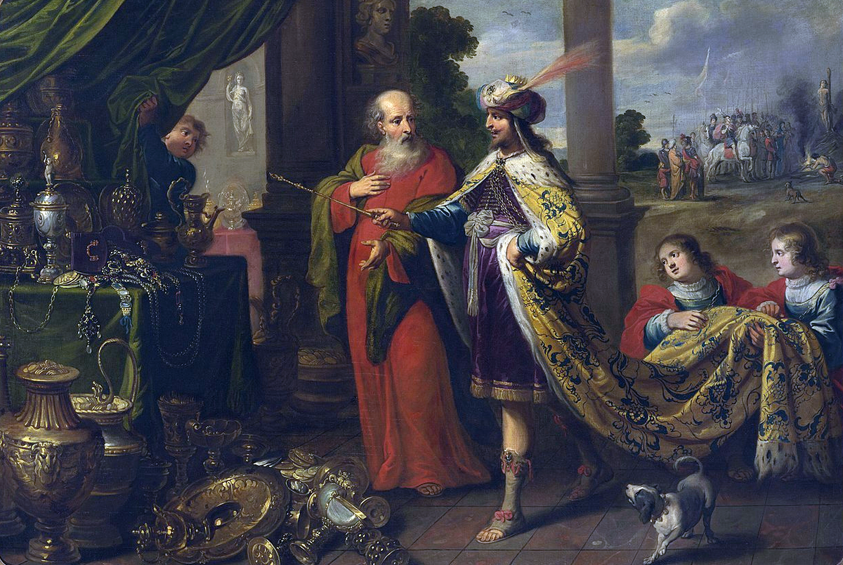 Гаспар Ван ден Хукке. Крез показывает свои сокровища Солону, 1630-е. Национальный музей в Варшаве, Польша