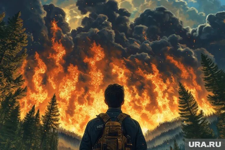 Сейчас под контролем властей находятся 44 пожара. Фото: Создано в Midjourney © URA.RU