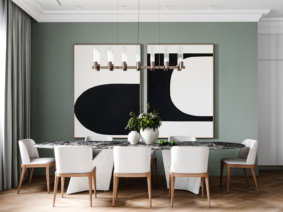 В этом проекте я использовала стол итальянской фабрики Poltrona Frau, это стол из лимитированной коллекции, выполненный из мрамора. 