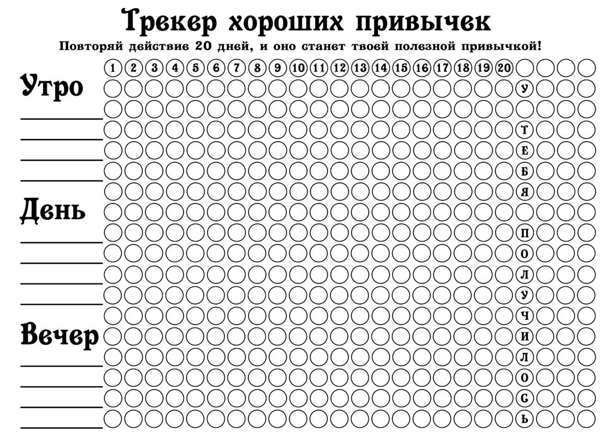 Используй трекер привычек, чтобы помочь сделать занятия более регулярными.