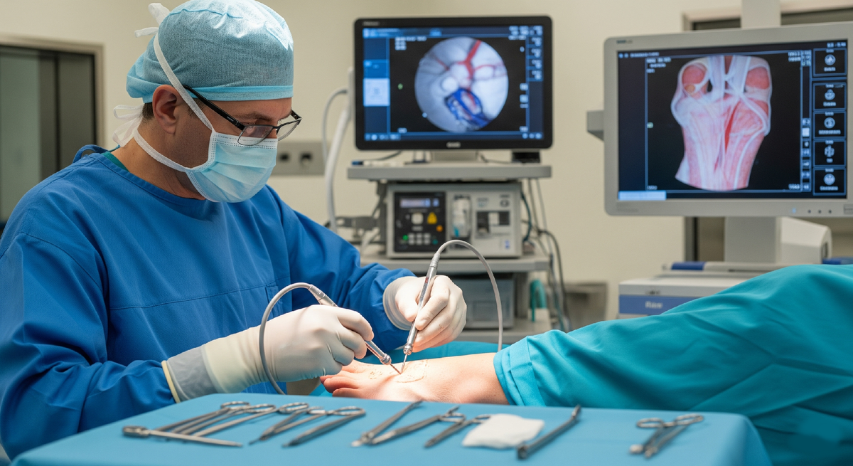 Метод Mica. Всего 5-6 проколов и никаких разрезов на половину стопы.