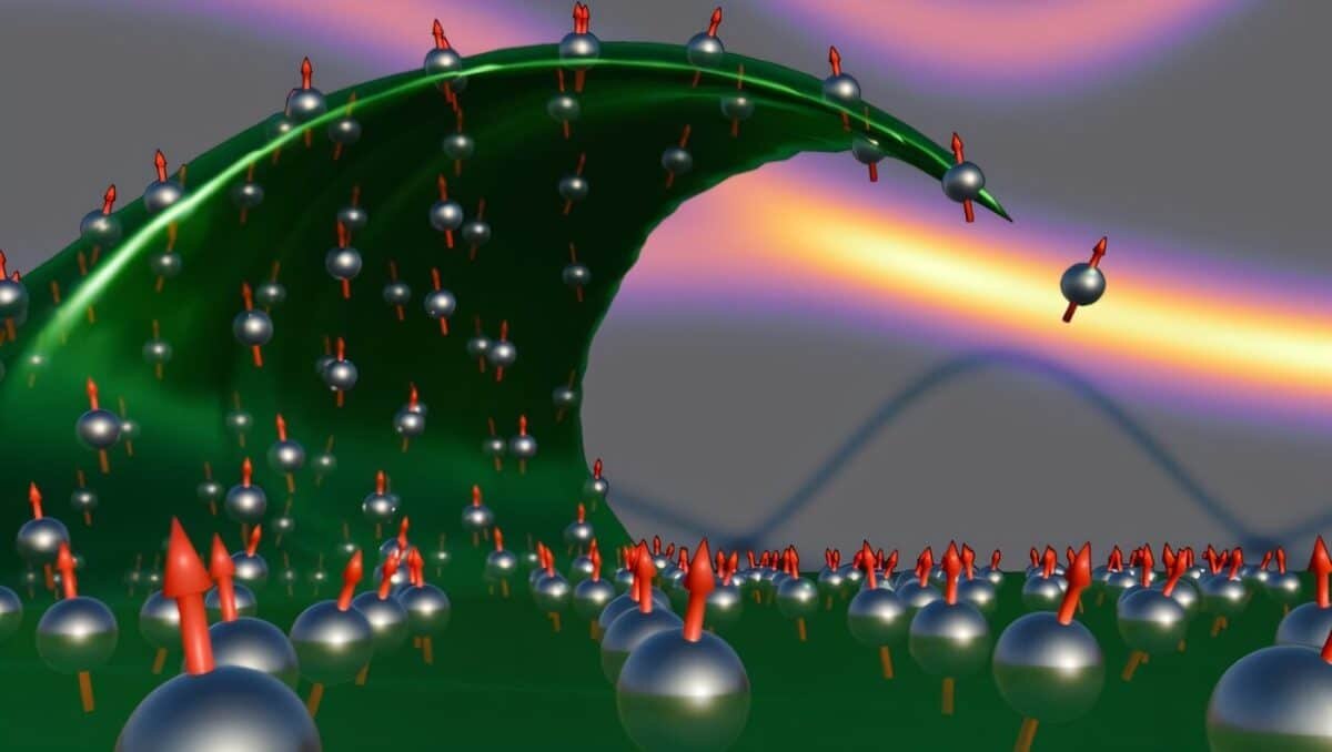    Художественное изображение спиновой волны / © Demie Kepaptsoglou et.al./Nature