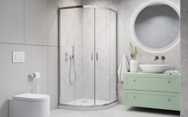 Классическое душевое ограждение со входом по центру.