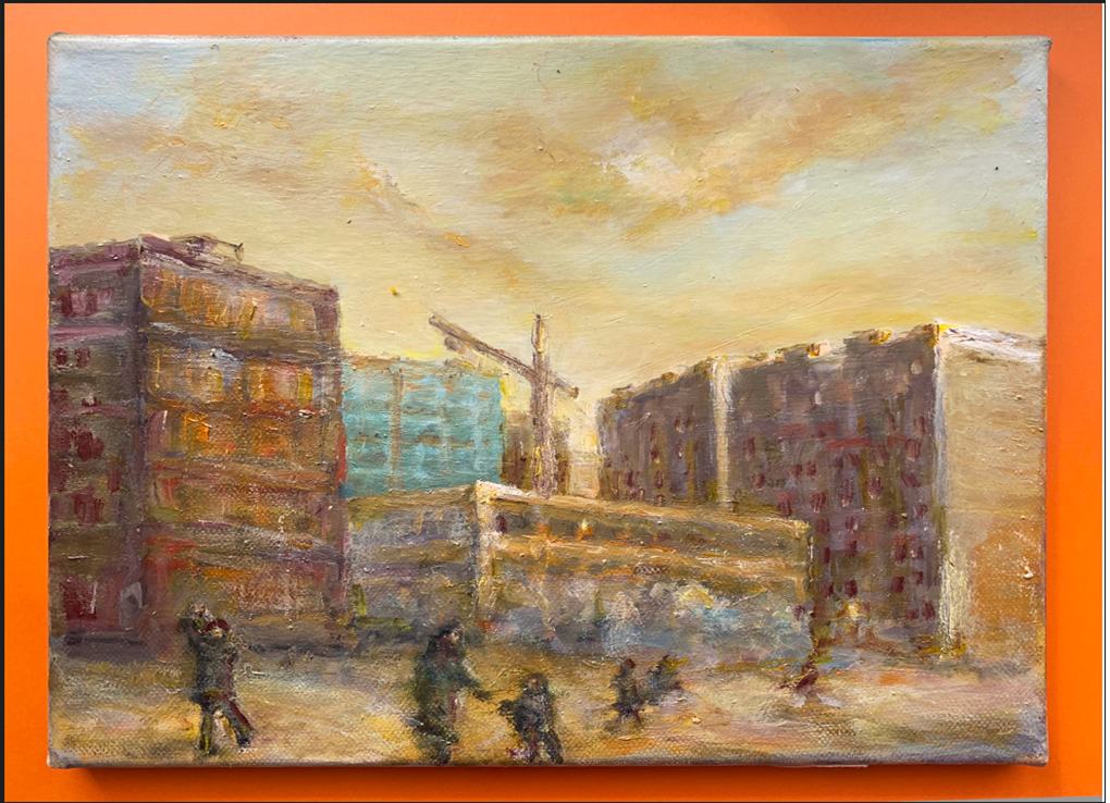 Василий Луковенко. "Первая комната в капиталке, своя!  Мирный, 2-1". Холст, масло, 24*30. 2025, июль.