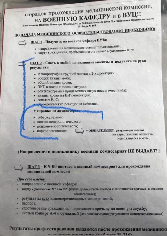 Список для постуаления в ВУЦ