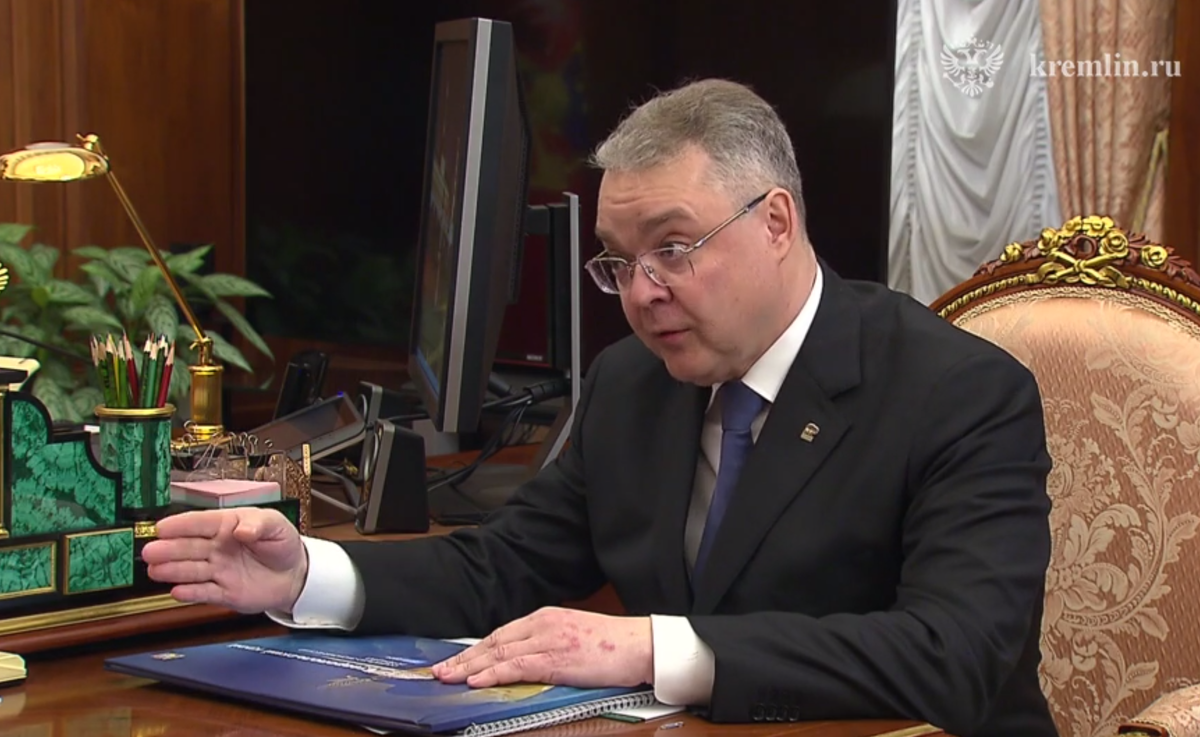    Губернатор Ставропольского края Владимир Владимиров на встрече с Владимиром Путиным / Источник: © Администрация президента России