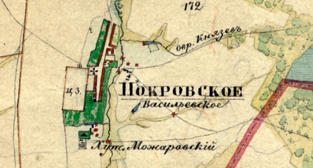 Село Покрово-Васильевка на карте А.И. Менде, изданной в 1862 году