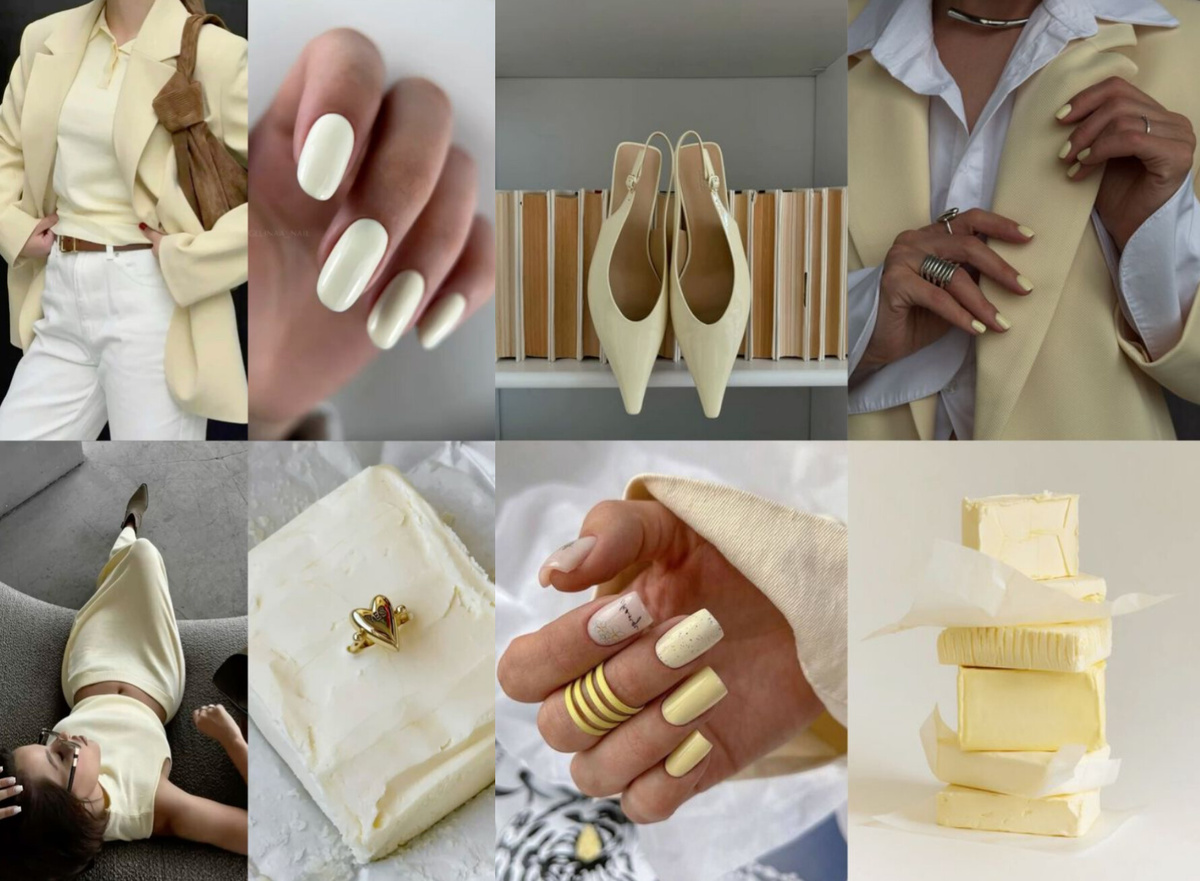 Сливочный маникюр: коллаж создан автором канала на основе фотографий с сайта Pinterest