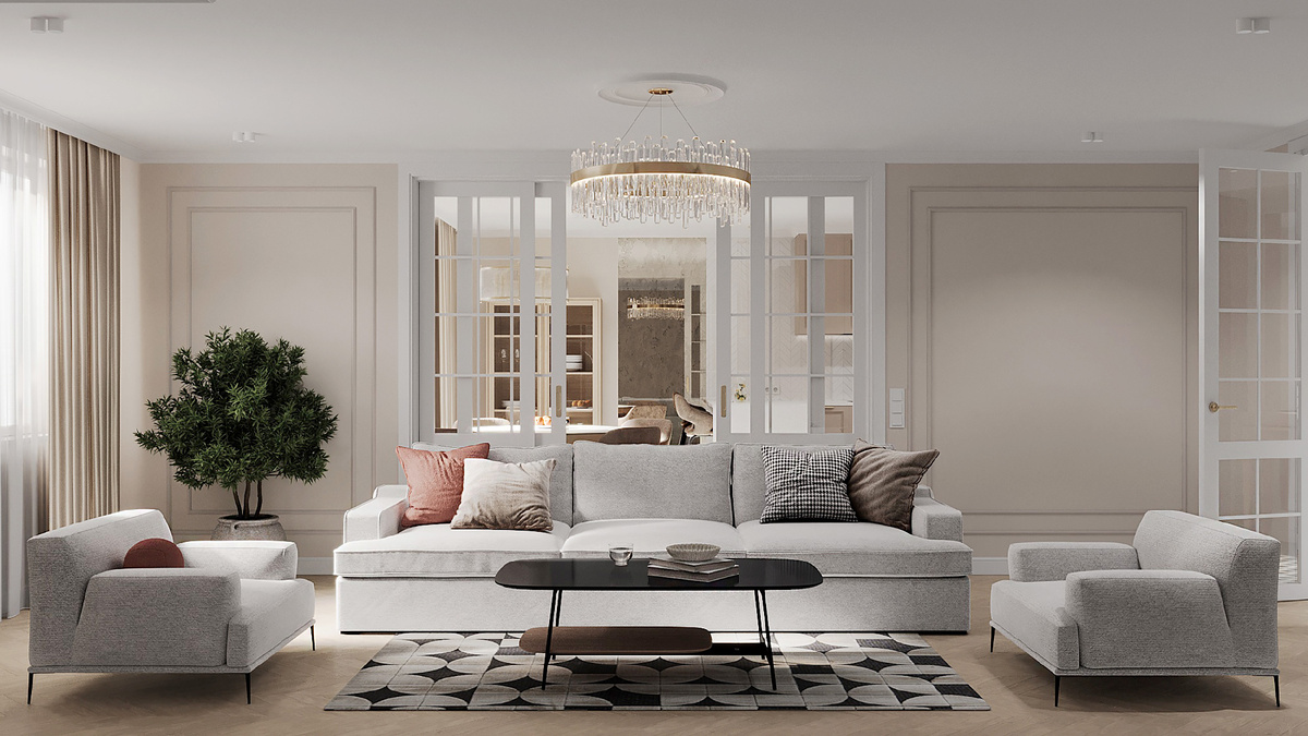 Интерьер квартиры в Нижнем Новгороде, реализованный проект HOMESPRO. Дизайнер — Валерия Барг