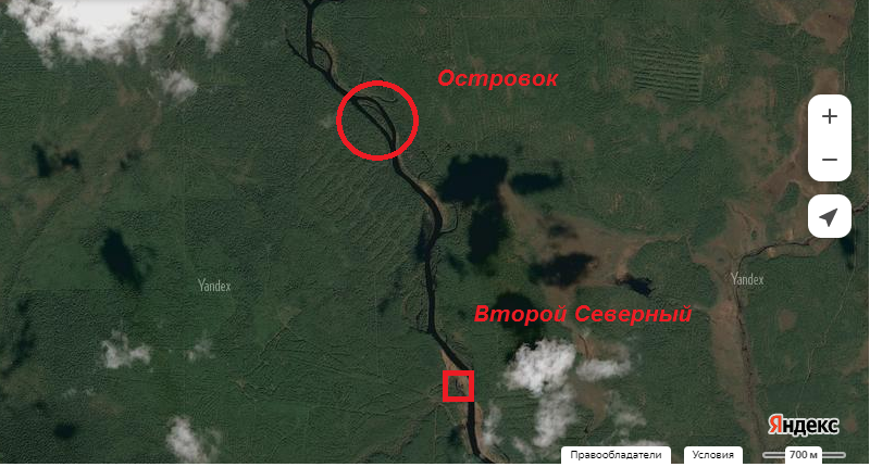Островок в двух километрах от Второго Северного выше по Лозьве. Ближе к вечеру 28 января дятловцы устроили у этого островка "Фотосессию на Лозьве". И там же провели ночь с 28 на 29 января, в палатке и с печкой.