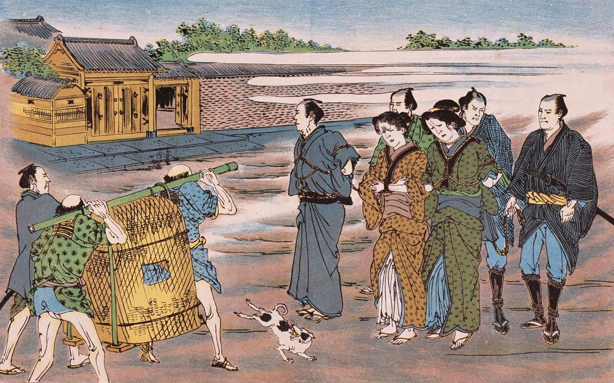 В таком виде к местам казни доставляли наиболее опасных преступников (The Pictorial Book on the Penal Affairs of the Tokugawa Government)