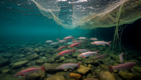 Рыбопромысловые компании перегораживают русло реки сетями всплошную, перекрывая путь рыбе из моря вверх по реке на нерест и нарушая воспроизводство 
