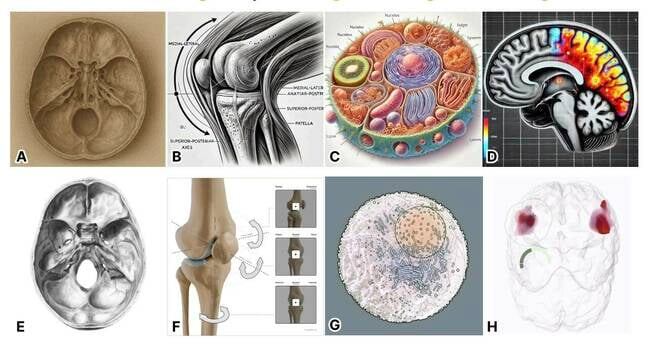 Верхний ряд: Неверные снимки GPT-4o или DALL-E 3; Нижний ряд: изображения, созданные иллюстраторами BioVisMed - Нажмите, чтобы увеличить