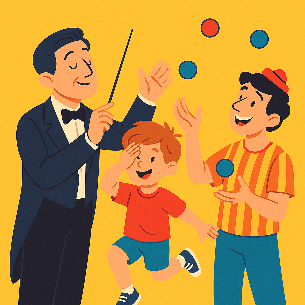 ребёнок играет и одновременно тренирует внимание, как дирижёр и жонглёр. Об игре как способе развития мозга