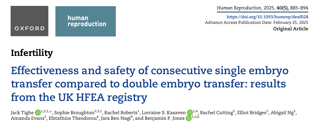 Данная статья является переводом оригинальной статьи "Эффективность и безопасность последовательного переноса двух одиночных эмбрионов по сравнению с двойным переносом эмбрионов: данные исследования Британского Управления по оплодотворению и эмбриологии человека (HFEA)"