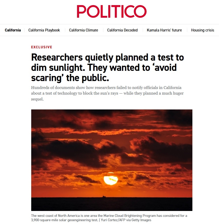    Скриншот статьи Politico