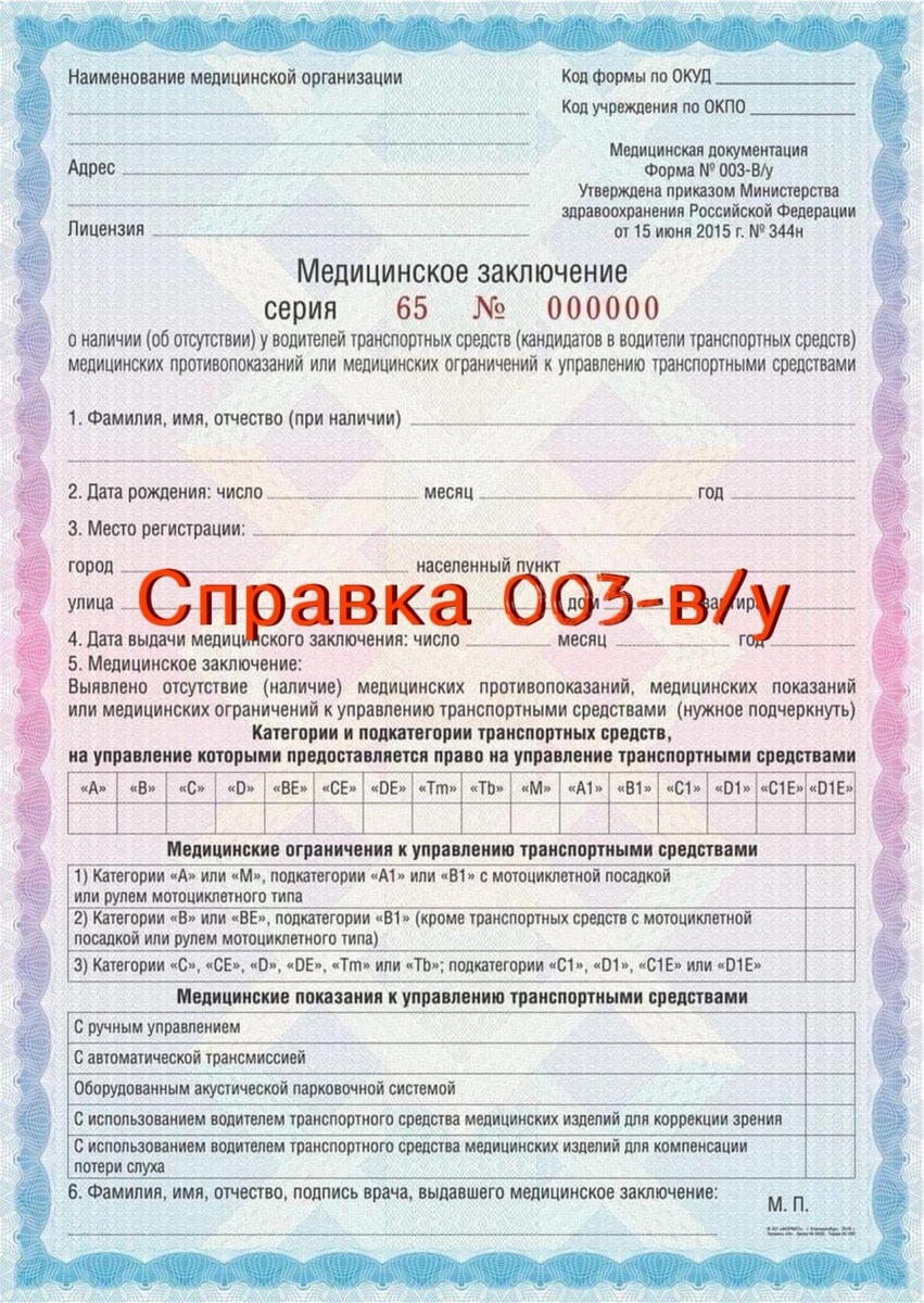 Справка 003-в/у