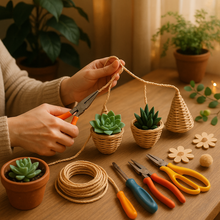    Создайте уникальный уют: мастер-класс по плетению гирлянды-кашпо с суккулентами из искусственного ротанга Loza