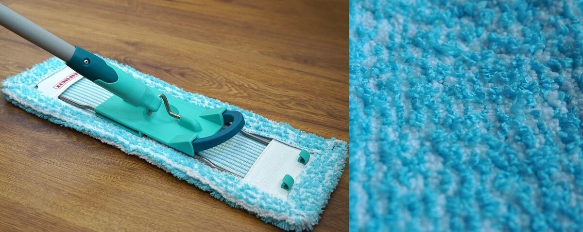 Насадка для паркета и ламината Leifheit Profi Super Soft из петельчатой микрофибры хорошо впитывает влагу и не оставляет следов.