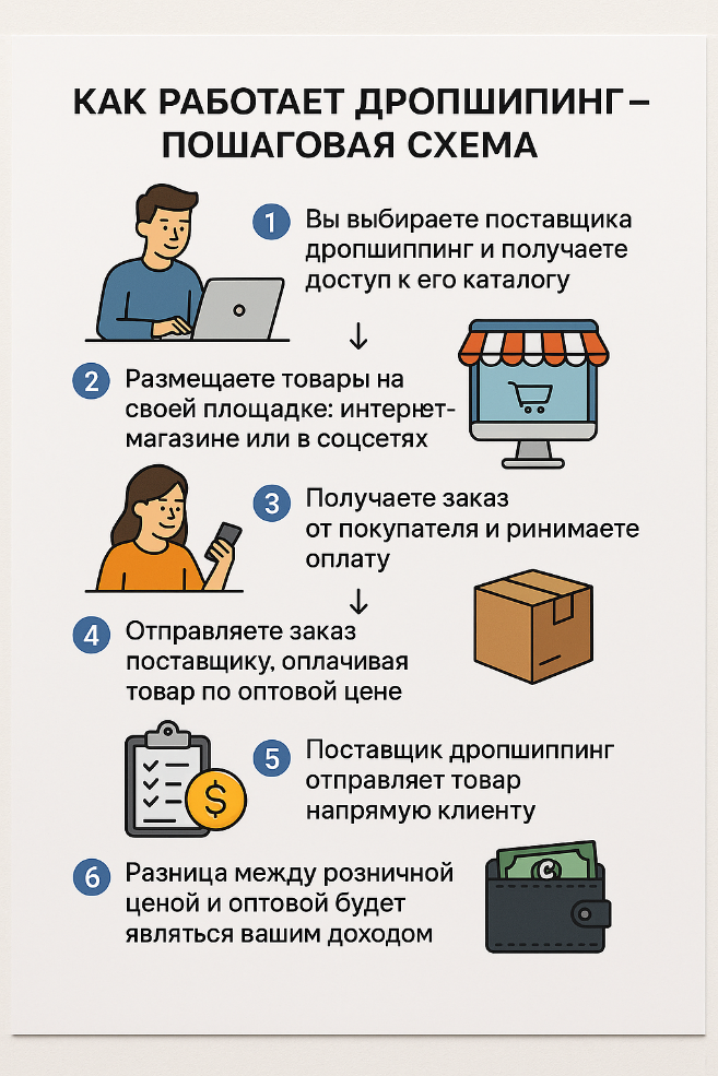 Пошаговая схема – как работает дропшиппинг