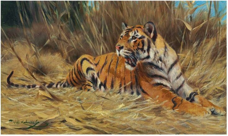 Немецкий художник-анималист Фридрих Кунерт «Тигр». Фото картины взято из открытого источника 