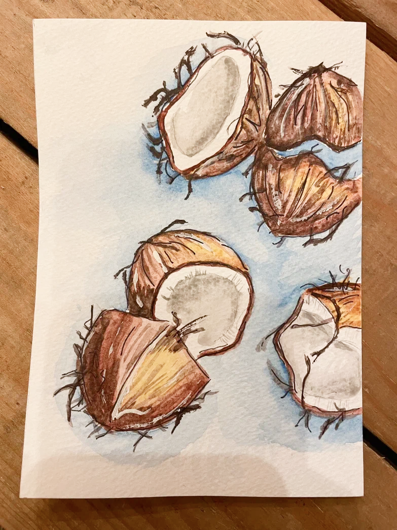 Небольшая открыточка, нарисованная еще обычной акварелью.