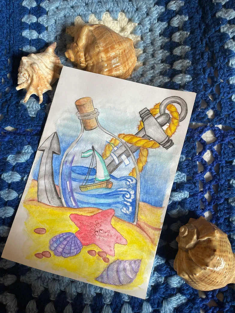 Рисунок акварельными карандашами