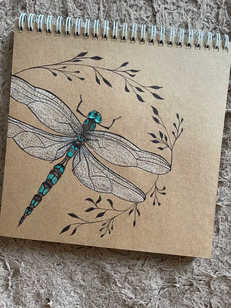 Рисунок конечно больше линером, а цвет карандашами. 