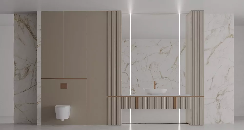 Мебель в ванную и туалетную комнату «Кухмо» от фабрики МЕБИУС

