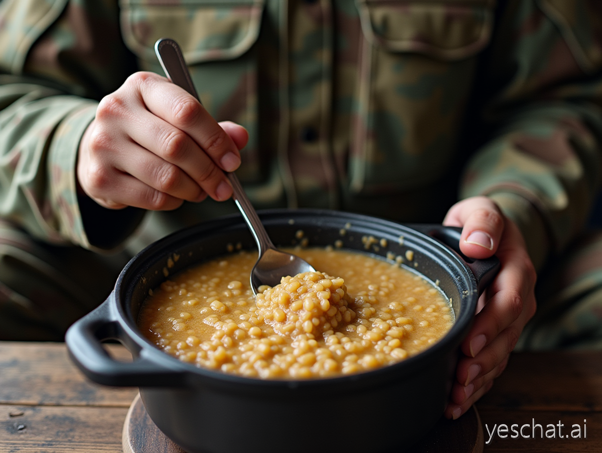 Гречневая каша в котелке.