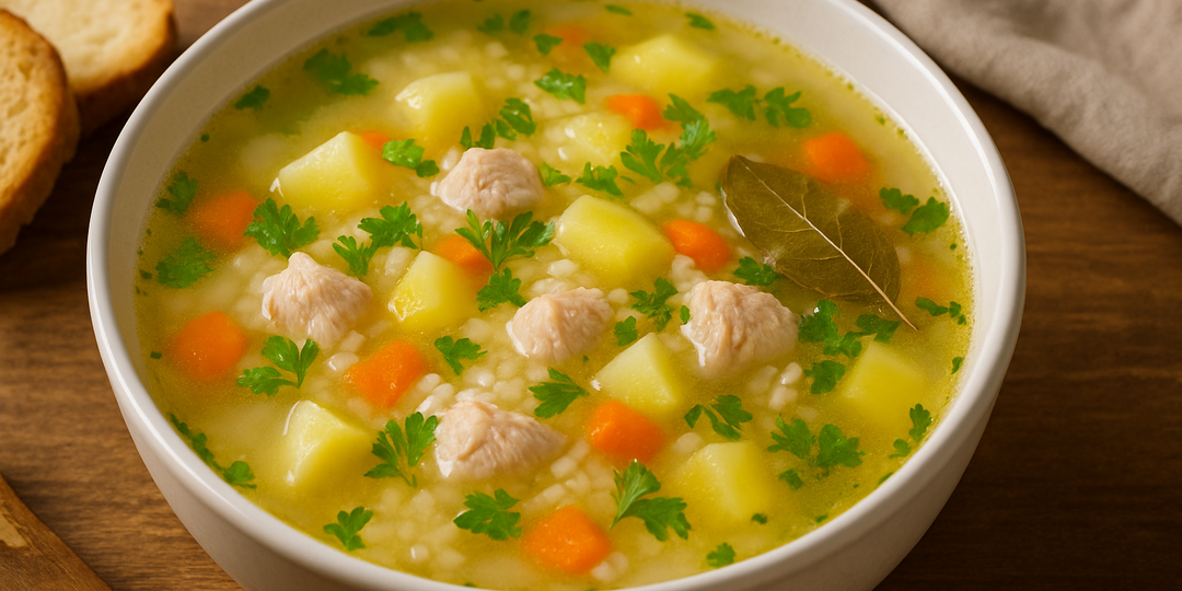 Рисовый суп с курицей и овощами — легко и сытно.