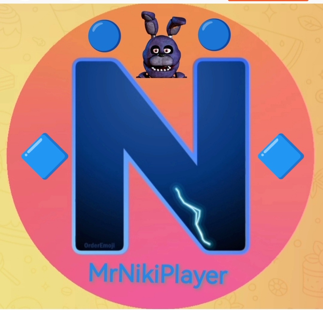 Это моя новая аватарка! На ней изображена большая буква <N> английская, тагже внизу есть надпись : MrNikiPlayer, это название моего канала, шрифт надписи синий и толстый! По бокам есть 2 синих  ромба для украшения, и два синих кружка над буквой <N>! Между синими кружками расположен синий кролик с красными глазами, это зовут Бонни это персонаж из игры пять ночей у Фредди 1, Бонни это имя мужского пола! Я описал всю мою новую аватарку, теперь пожалуйста оцените её от 1 до 10 в комментариях! 