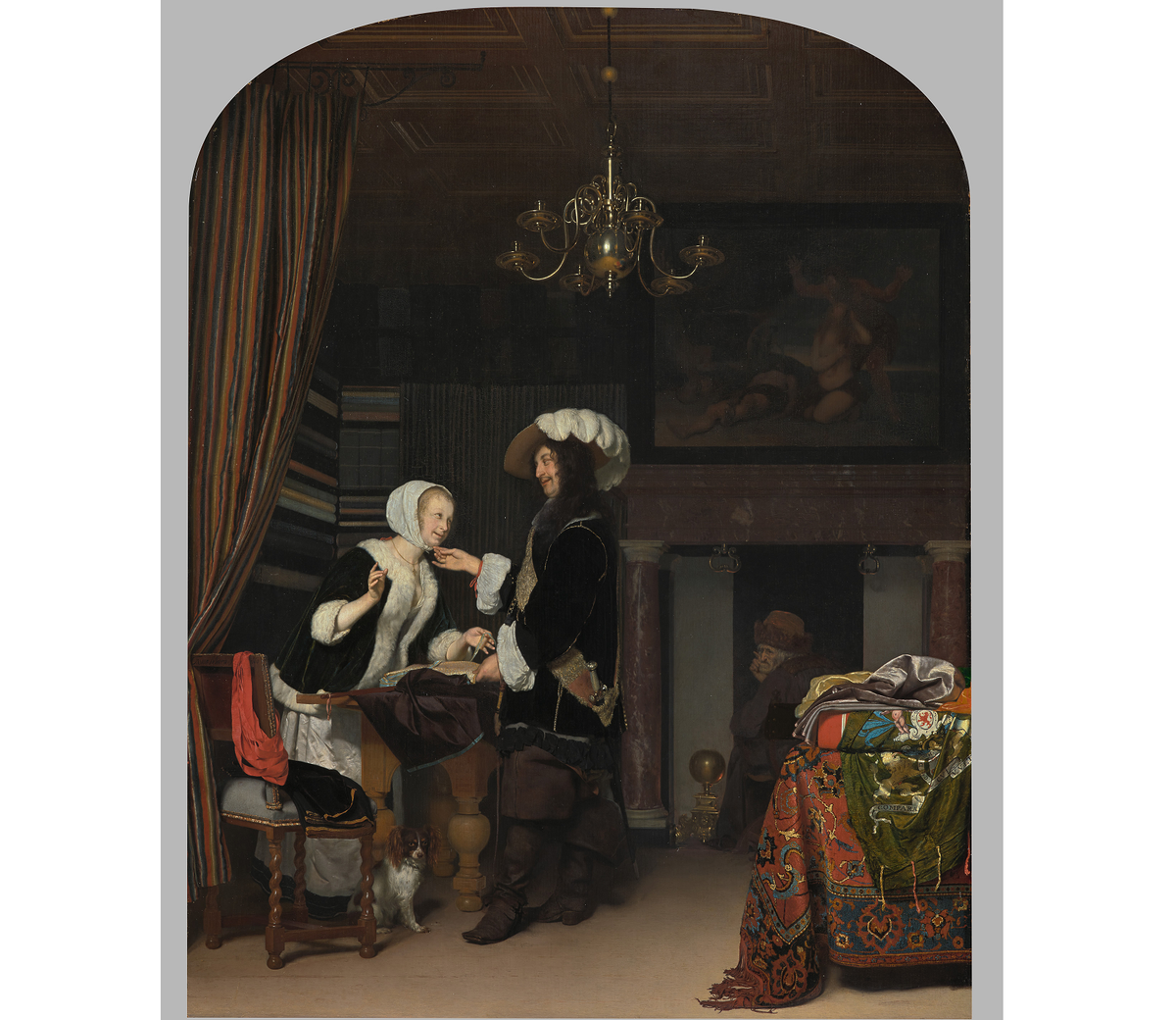 "В лавке тканей", Франц ван Мирис Старший, ок. 1660. (с) Из коллекции Музея истории искусств (Вена)