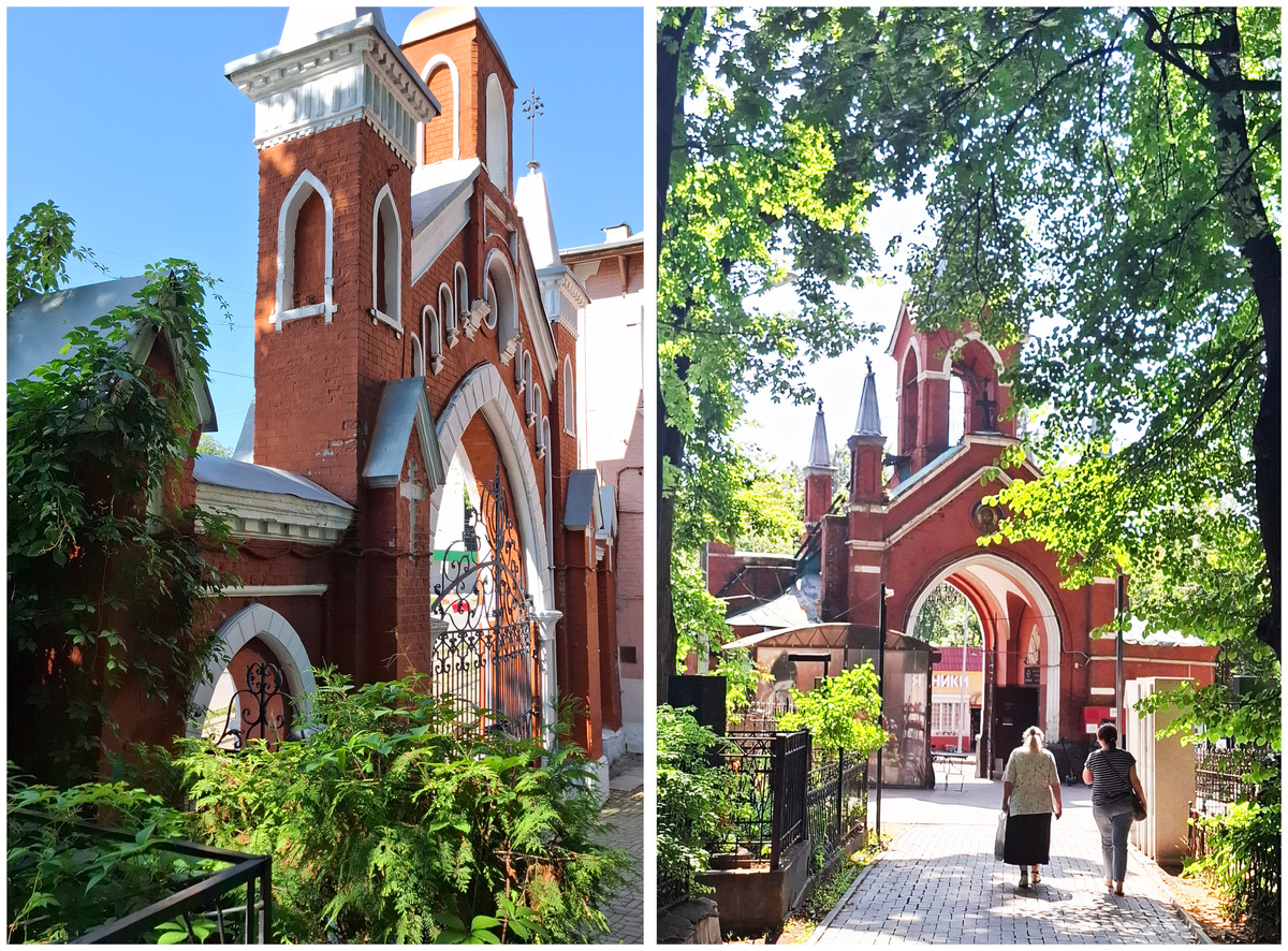 Потрясающе атмосферное место, начиная со входа. На Введенское можно войти с ул. Госпитальный Вал (фото слева) и с ул. Наличной (справа). 