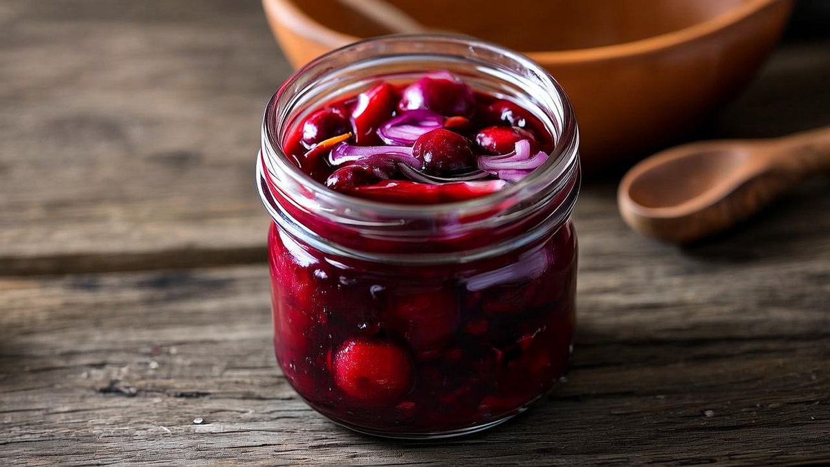 Вишнёвый маринад с красным вином и луком