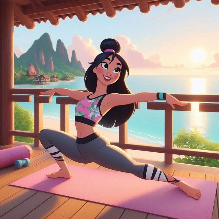  Мулан делает зарядку.