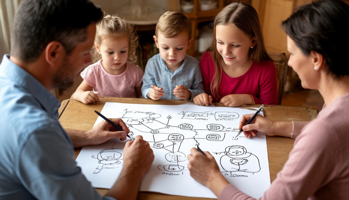 Семья рисует интеллектуальную карту своего будущего.