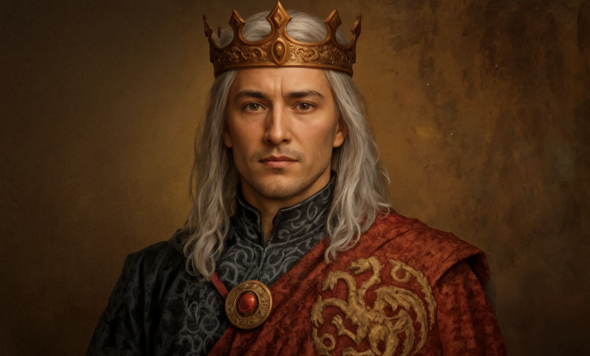 Дейрон II Таргариен, сгенерировал в Krea по описанию из энциклопедии 