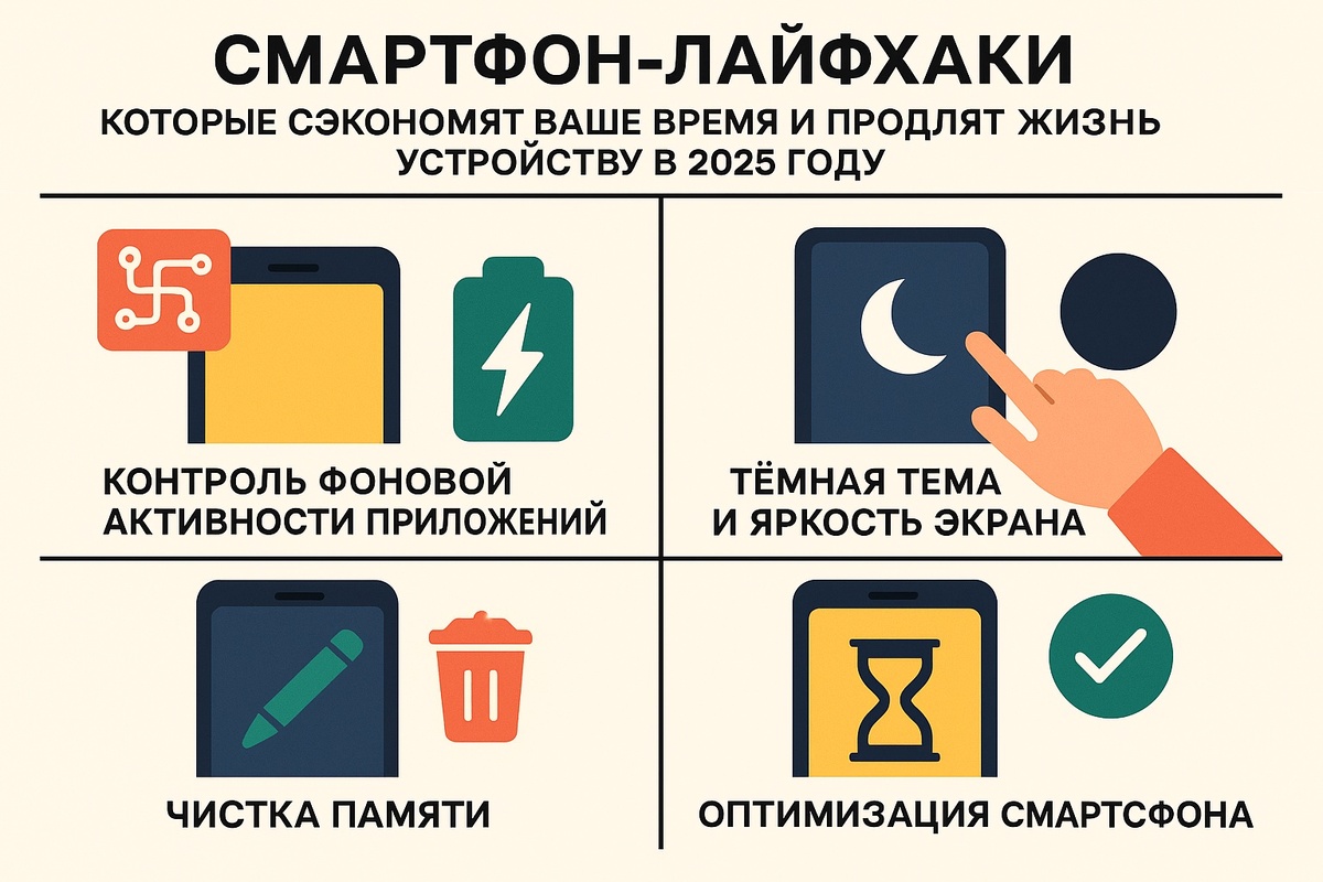 Лайфхаки для смартфонов 2025: экономия батареи, ускорение и чистка памяти