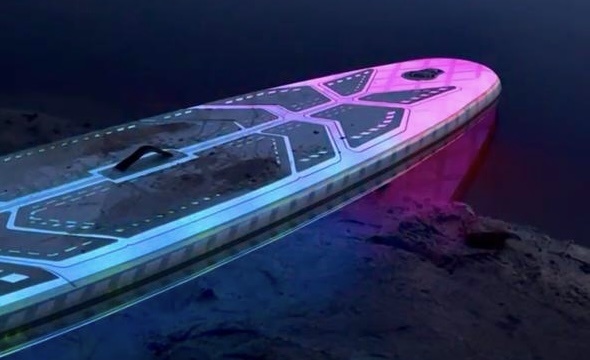 Светящийся в темноте Сапборд AURA с www.wheejetsupboards.ru