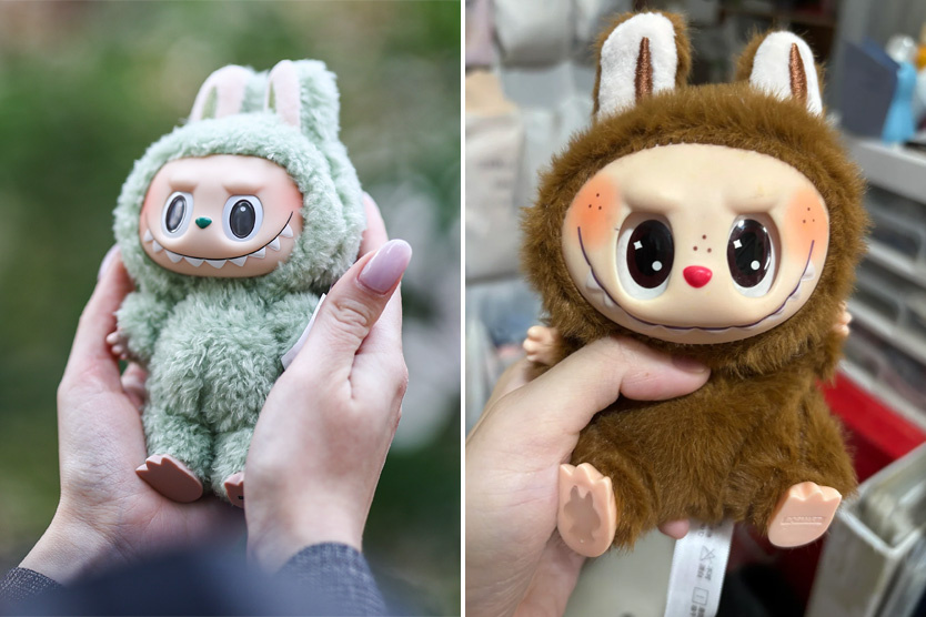    Лабубу (слева) и Лафуфу (справа)    
Фото: Сергей Булкин / ТАСС; lolzfml / Reddit