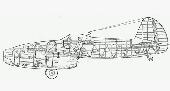 Схема расположения основных узлов Як-15
