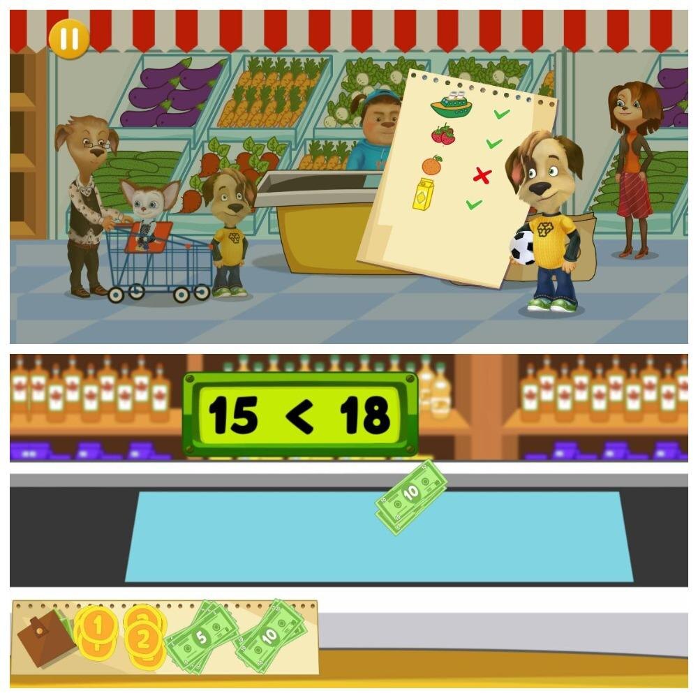 Игра простая и понятная, по ходу персонажи поддерживают игрока репликами, озвученными голосами из мультфильма. (Источник: «Барбоскины. Супермаркет»)