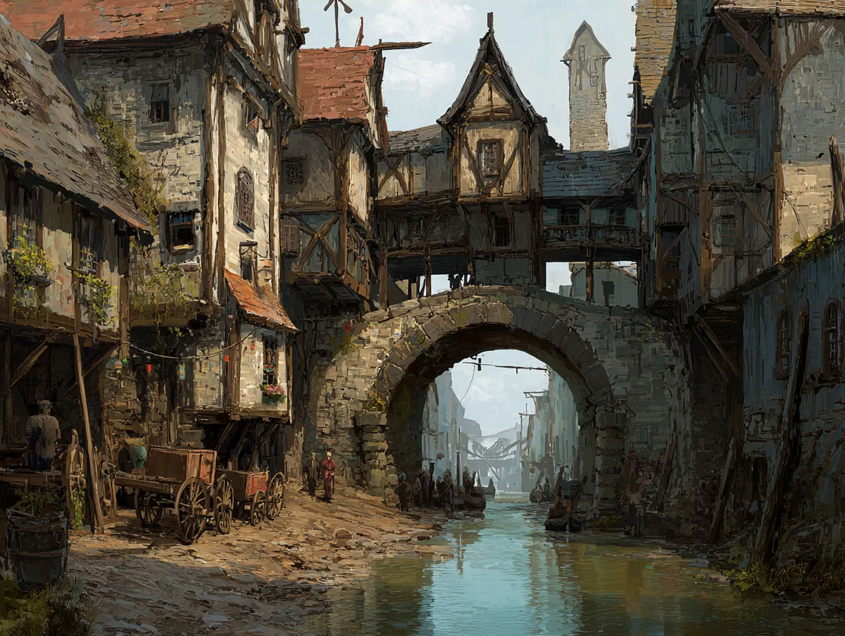 И это ещё весьма оптимистичное изображение европейского города того времени.