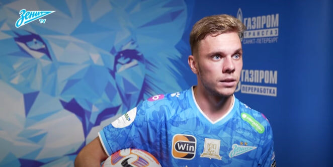   Максим Глушенков. Фото: скриншот из интервью пресс-службы ФК «Зенит».