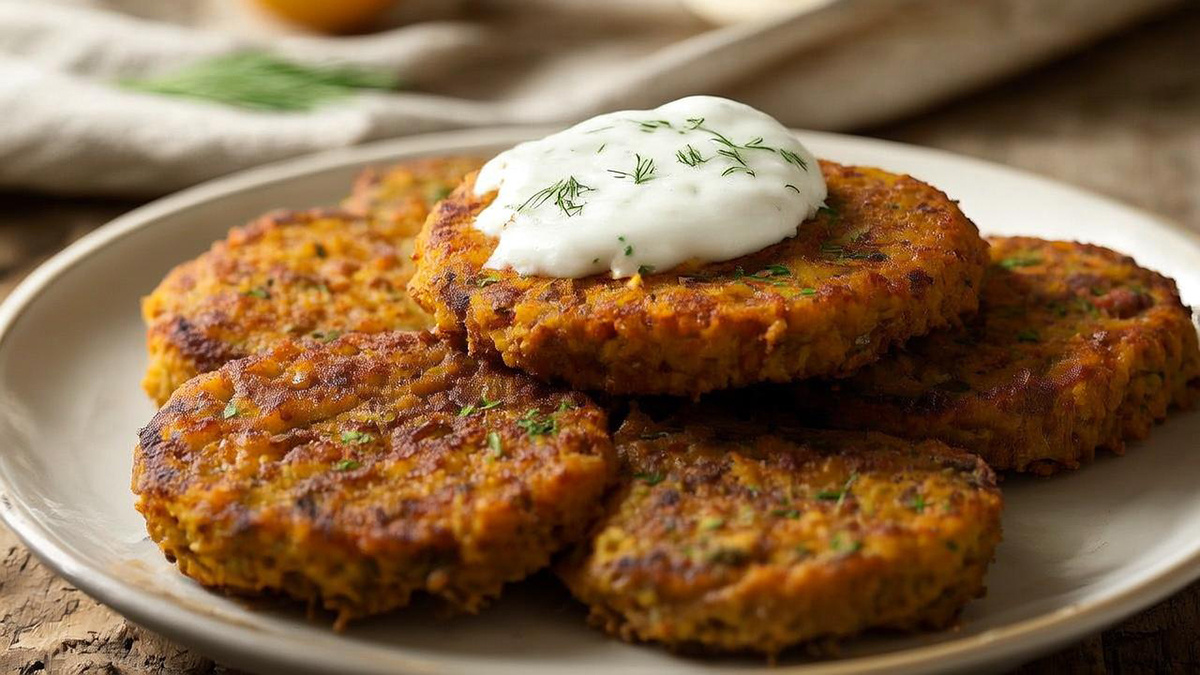 Морковные котлеты с соусом из сметаны