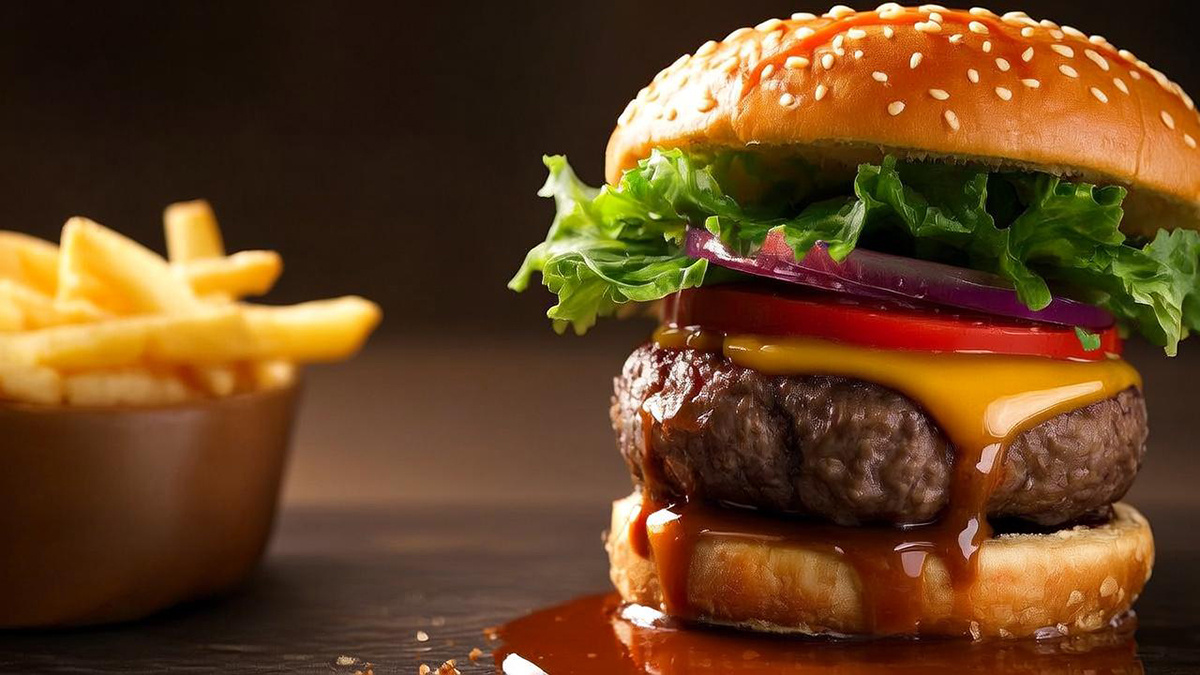 Говяжий бургер с соусом барбекю