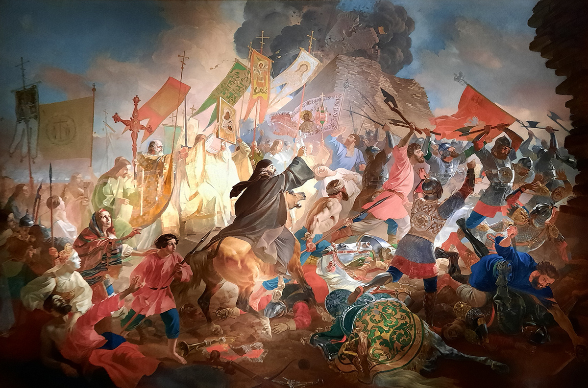 "Осада Пскова польским королём Стефаном Баторием в 1581 году". 1839-1843. Карл Брюллов.