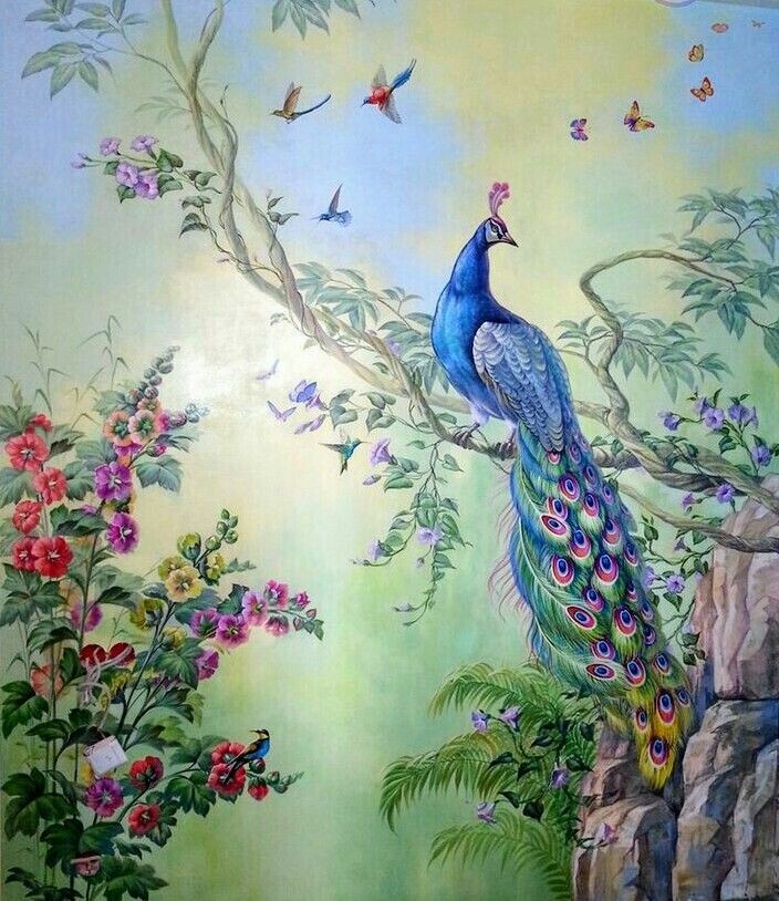 Роспись с павлином